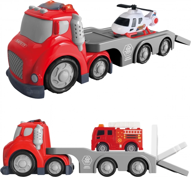 Camion de Pompiers Roux CITY TRUCK avec Effets Sonores et Lumineux