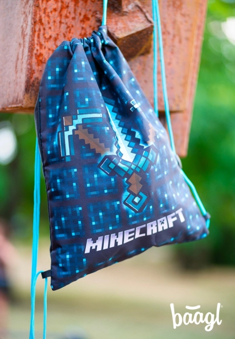 Minecraft 2 ensemble hache bleue et épée trousse et sac