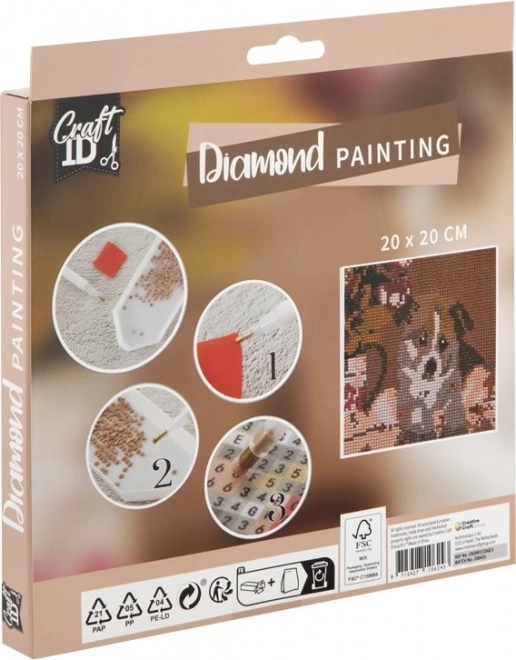 GRAFIX Peinture Diamanté Chiot Adorable 20x20cm