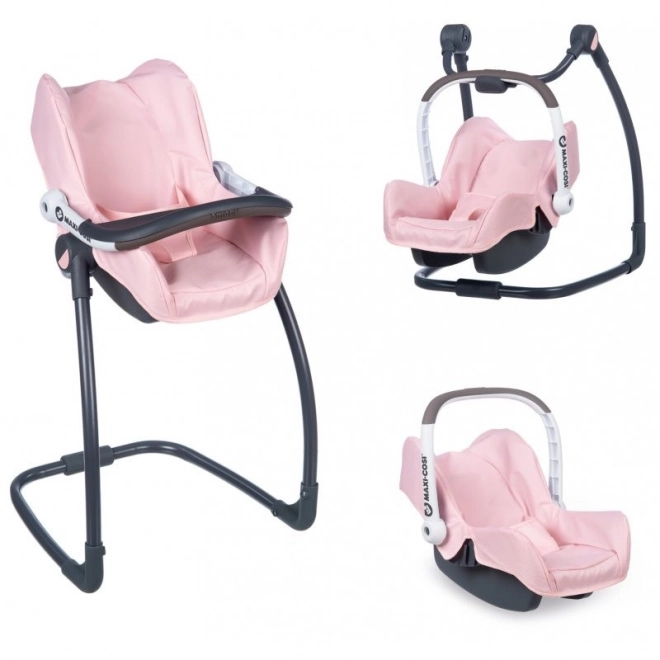 Siège auto et chaise 3-en-1 MC&Q pour poupées rose clair