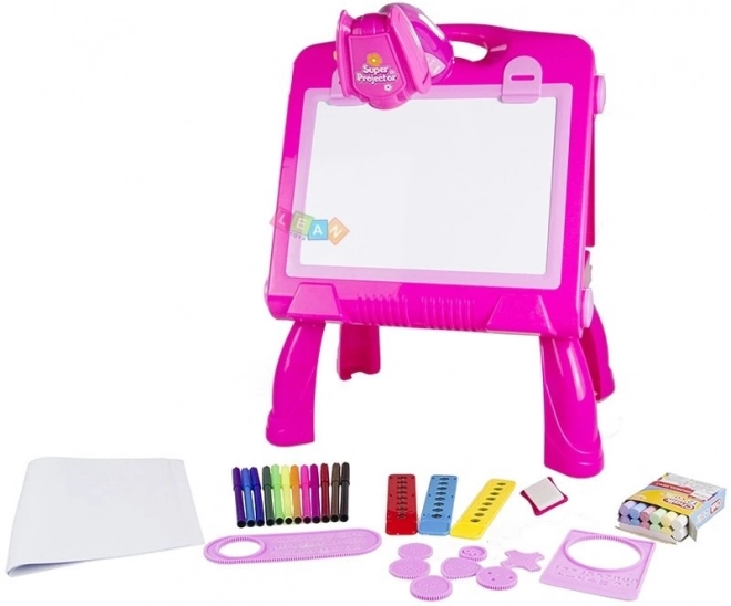 Tableau rose avec projecteur pour dessiner et peindre