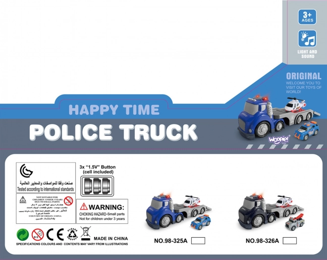 Woopie Remorque de Police Bleue City Truck avec Effets Sonores et Lumineux