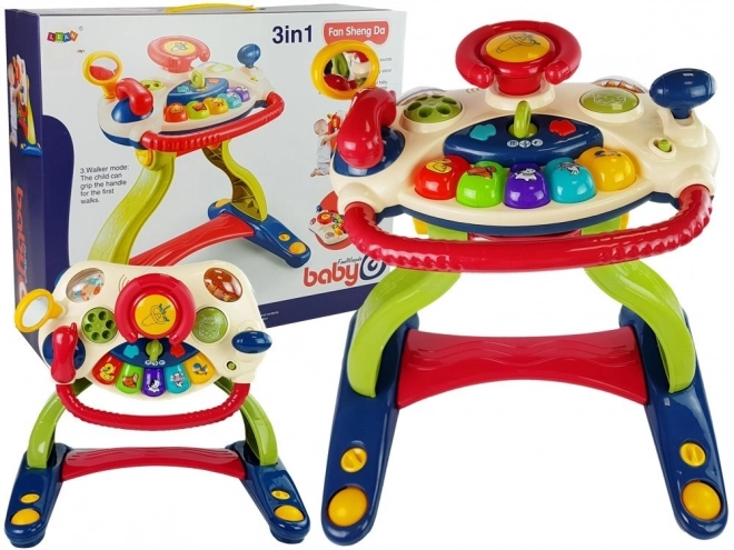 Trotteur interactif avec volant 3 en 1 pour nourrissons