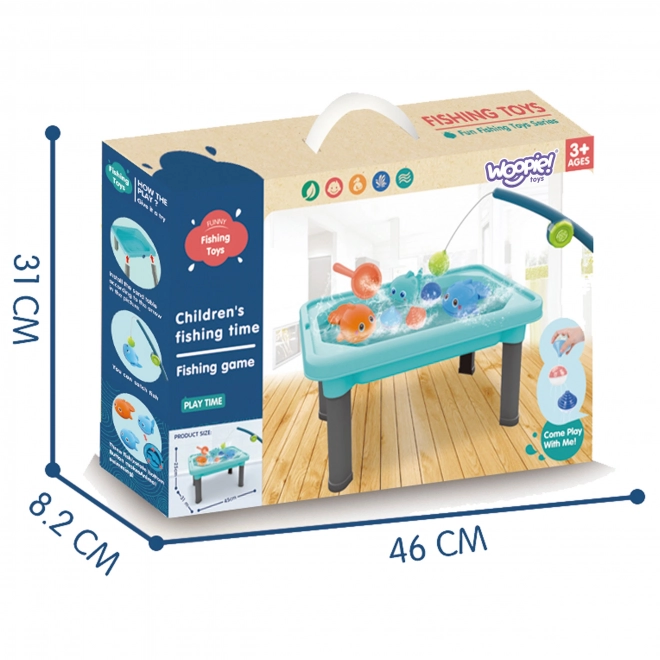 Woopie table de jeu 3-en-1 avec eau, bac à sable et pêche 6 pièces