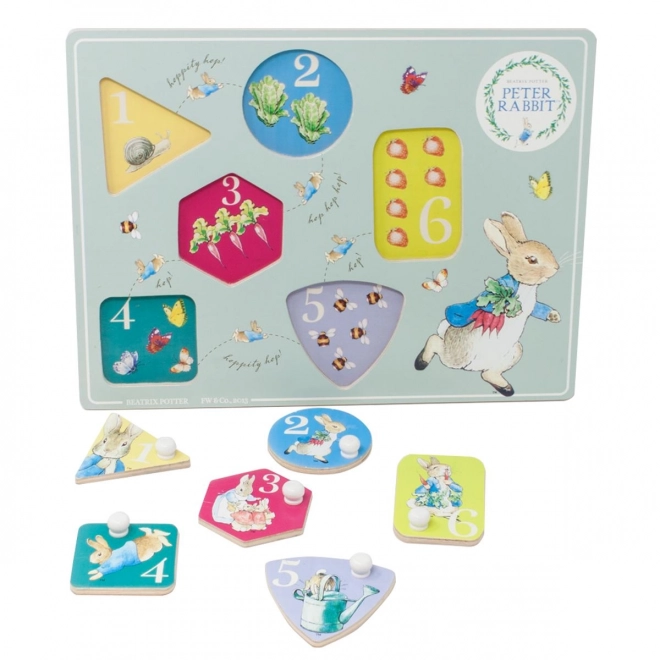 Puzzle encastrable calcul avec Pierre le lapin