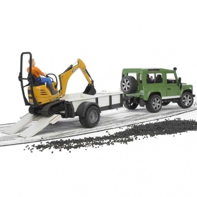 Ensemble de jeu Bruder SUV et mini-pelle à chenilles JCB avec remorque