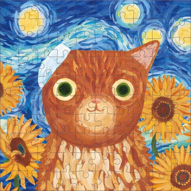 Puzzle Vincent van Gogh chats artistiques 100 pièces en boîte métallique