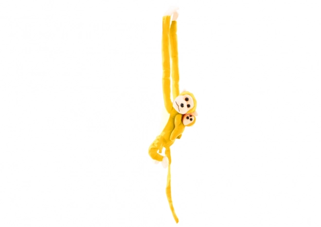 Singe en peluche avec bébé jaune 70 cm
