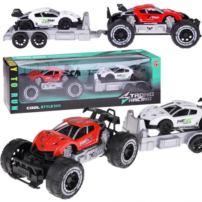 Voiture tout-terrain avec remorque et voiture de sport