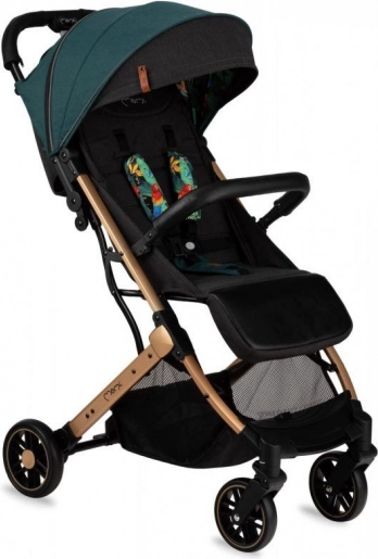 Poussette sportive MoMi Estelle verte avec cadre doré