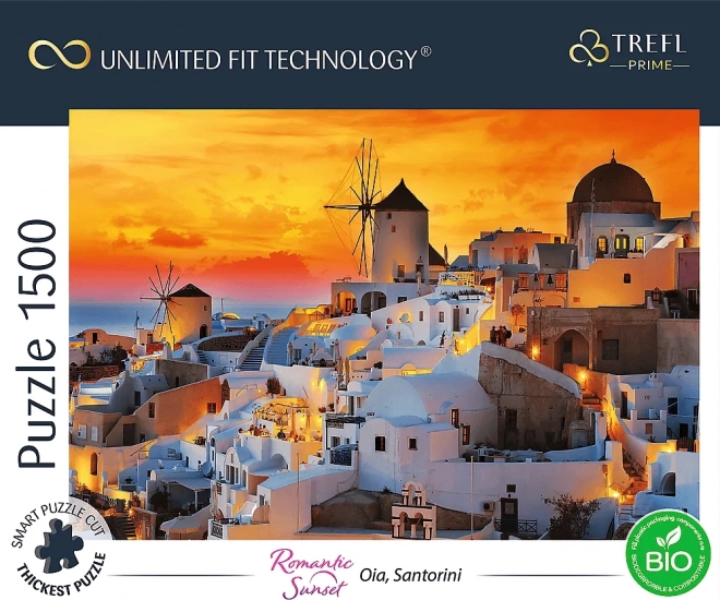 Puzzle coucher de soleil romantique Santorin 1500 pièces