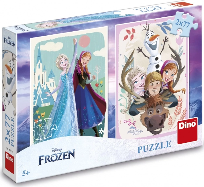 Puzzle La Reine des Neiges : Anna et Elsa 2x77 pièces