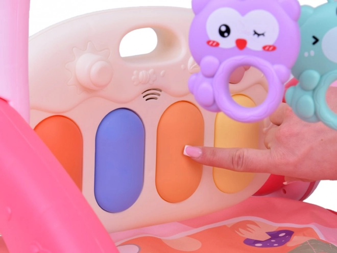 Tapis d'éveil jouet pour bébés 3 en 1 rose