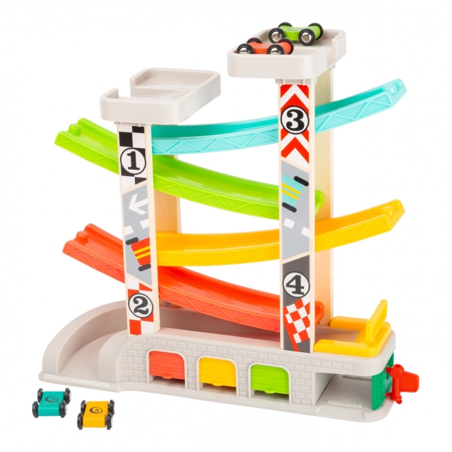 Circuit de course avec parking et garages