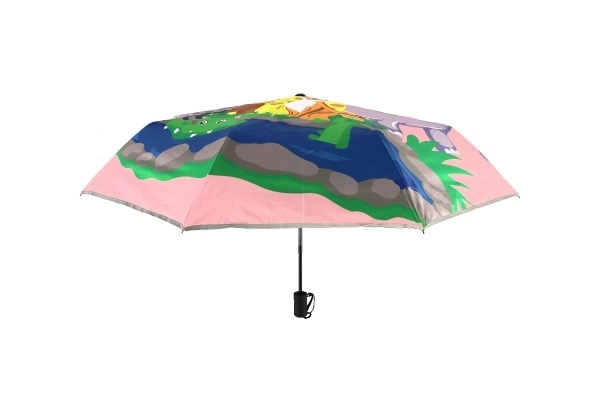Parapluie Animaux pliable automatique tissu/métal 28cm rose en sac