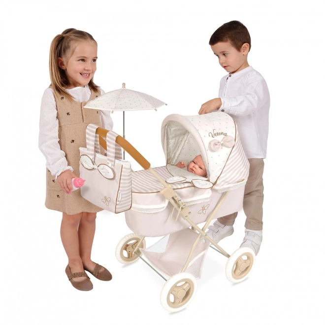 Poussette pliable pour poupées avec pare-soleil et sac Verona 60 cm