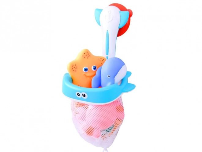 Jouets de bain avec organiseur bateaux et animaux