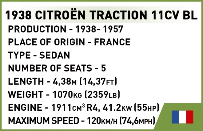 COBI 2266 1938 Citroën Traction 11CV, 1:35, 236 pcs, 1 fig