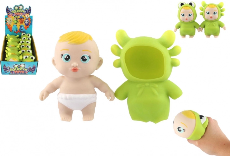 Jouet anti-stress en silicone à presser – bébé en costume d’animal 14 cm
