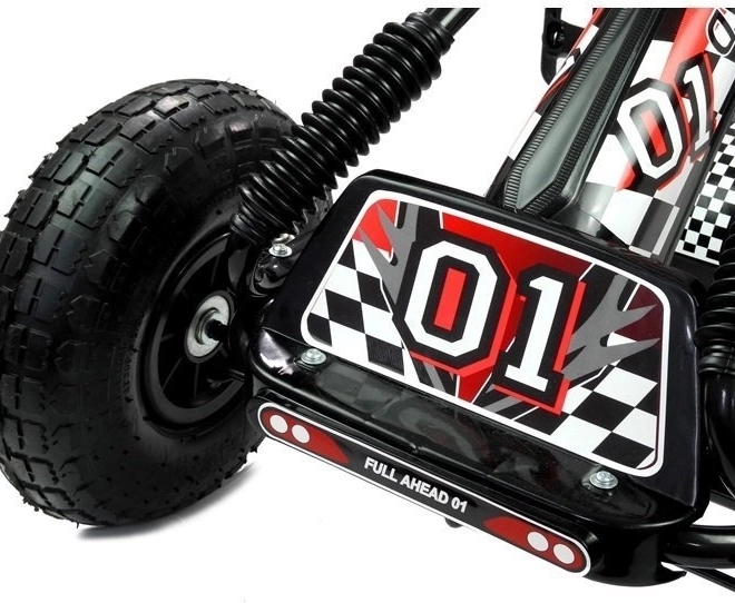 Kart à pédales pneumatique + Pneus gonflables + Siège réglable – noir