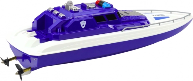 Bateau à moteur de police télécommandé bleu