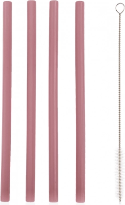 Pailles en silicone 4 pcs, Old Pink