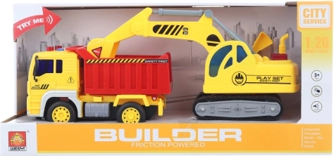 Camion-benne et pelleteuse à piles avec lumières et sons
