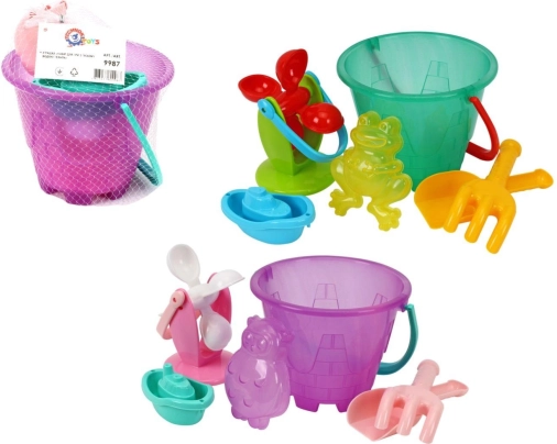 Ensemble en plastique pour sable et eau avec seau et moulin dans un filet 20 × 19 cm