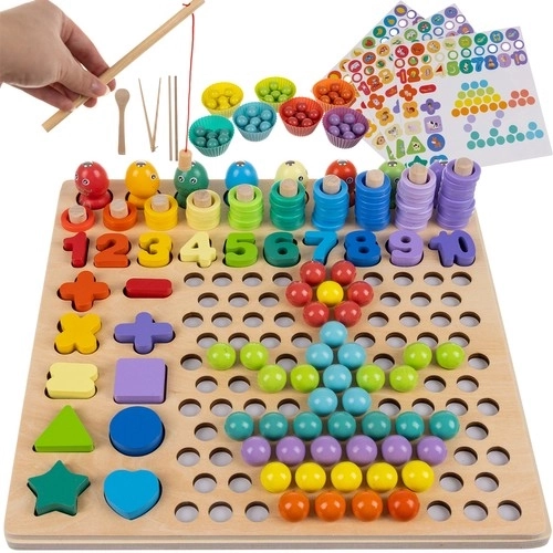 Puzzle en bois à mosaïque avec billes