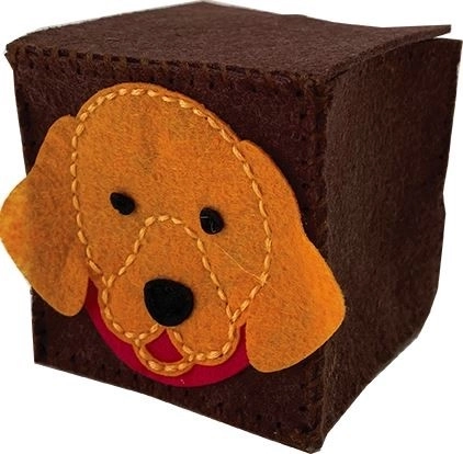 Boîte en feutrine marron chien – kit de couture créatif