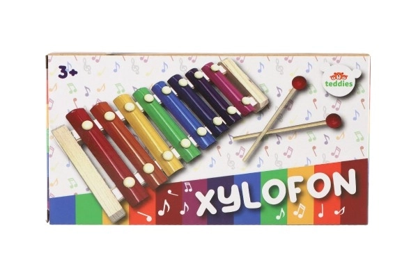 Xylophone bois/métal 24cm avec baguettes dans boîte 25x13x4cm