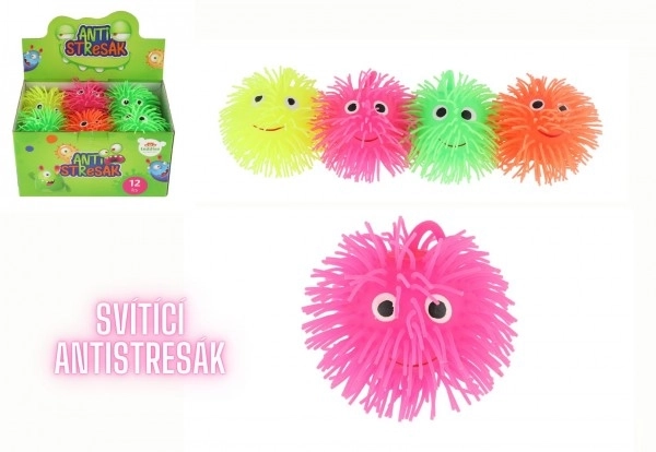 Balle anti-stress à poils avec lumière, 8 cm
