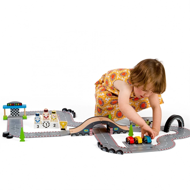 Bigjigs Rail Circuit de course en bois jour de course
