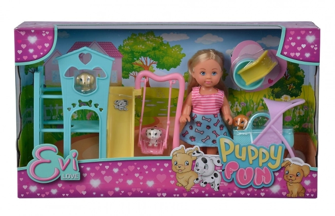 Poupée Evi au parc pour chiots
