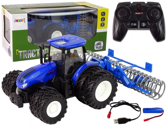 Tracteur télécommandé 1:24 Blue Disc Aggregate Metal