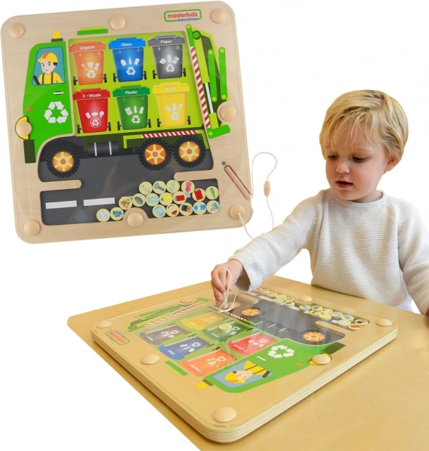 Masterkidz Tableau Magnétique Tri des Déchets Camion de Recyclage Montessori