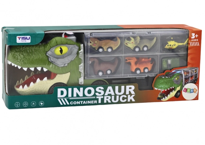 Camion de Transport de Dinosaures 6ks Lumières Sons Vert