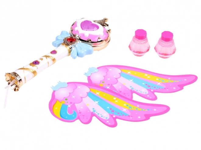 Baguette magique rose avec bulles