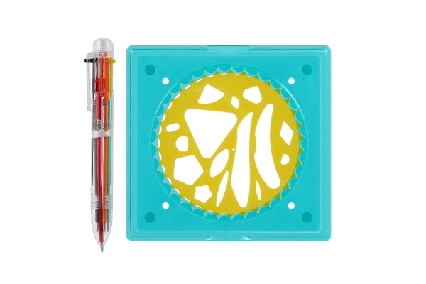 Règle Inspiro + stylo 6 couleurs en plastique dans une boîte 24x24x2cm