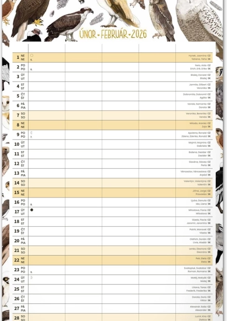 Calendrier mural Planificateur familial 2026 avec illustrations Animalium