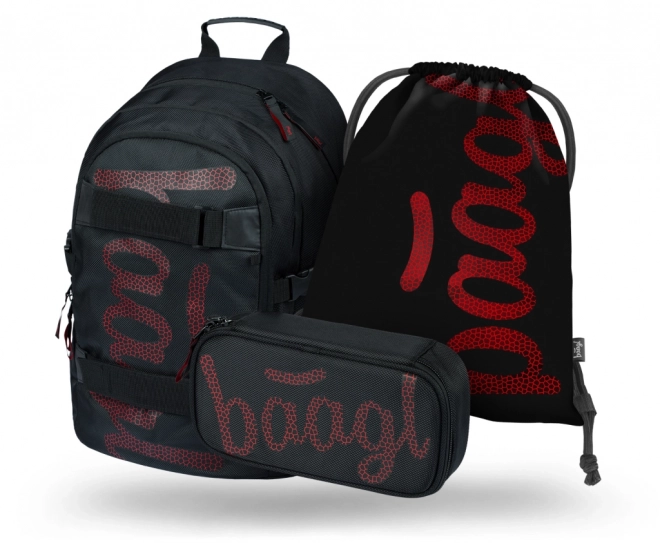 BAAGL SET 3 Skate Rouge: sac à dos, trousse, sac
