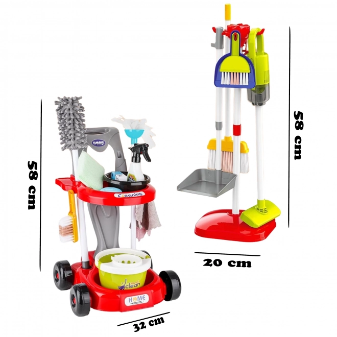 Chariot de nettoyage XXL 3en1 pour enfants 29 pièces Bleu