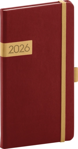 Agenda de poche Twill bordeaux-or 2026