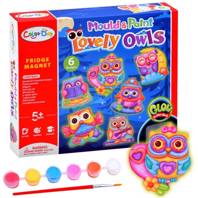 Ensemble créatif avec magnets chouettes pour enfants