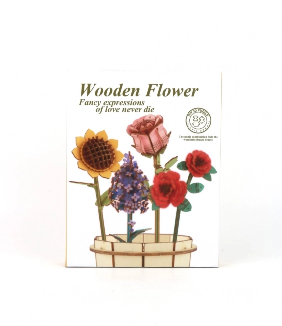 Bouquet de fleurs en bois 3D