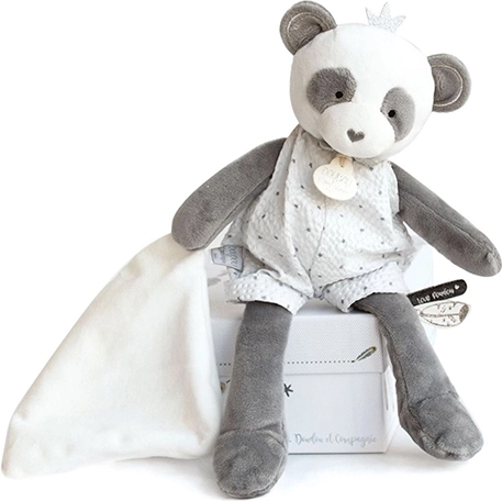 Doudou coffret peluche panda avec couverture 28 cm