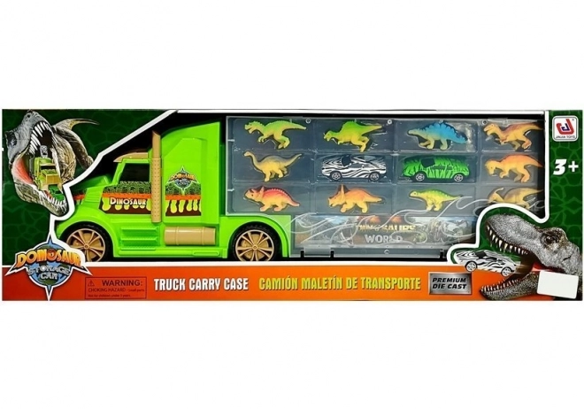 Malette Transporteur Trie-Camions avec dinosaures vert