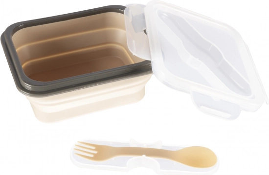 Boîte à collation en silicone avec couverts, petite, Beige Sable