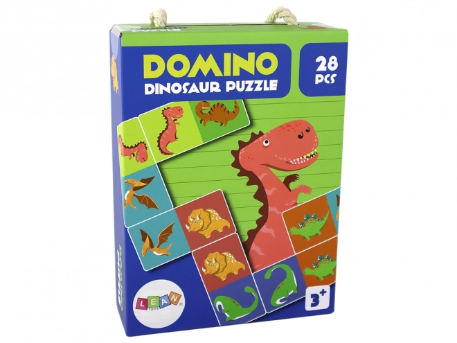 Puzzle Jeu Domino Recto-Verso Dinosaures - 28 Pièces