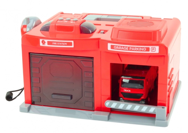 Station de sauvetage des pompiers avec voiture et talkie-walkie